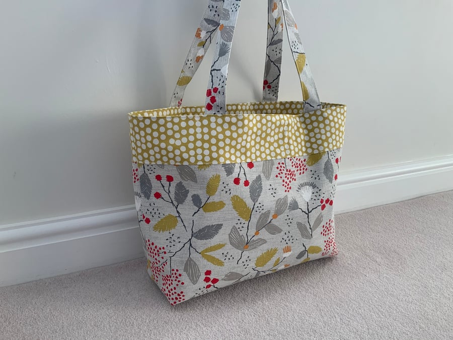 Handmade Fabric Tote Bag, Beach Bag, Handbag, Travel Bag, Work Bag, Scandi