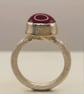 Handmade Sterling Silver Ring – 10mm Synthetic Ruby Cabochon - Size J - Image 6