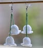 Handmade Micro Crochet Lily of the Valley Flower Earrings - Hypoallergenic