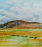 Donegal Mountains, Ireland, original watercolour painting,  signed, A4.