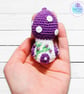 Crochet purple toadstool, mushroom fairy house decoration, bag charm  - Image 2