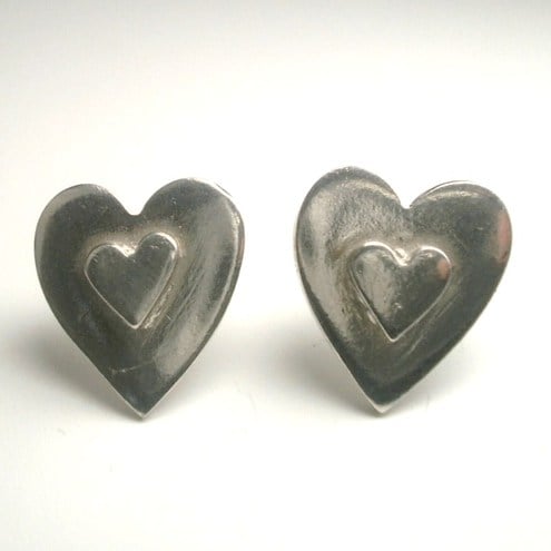 Silver Heart Stud Earrings