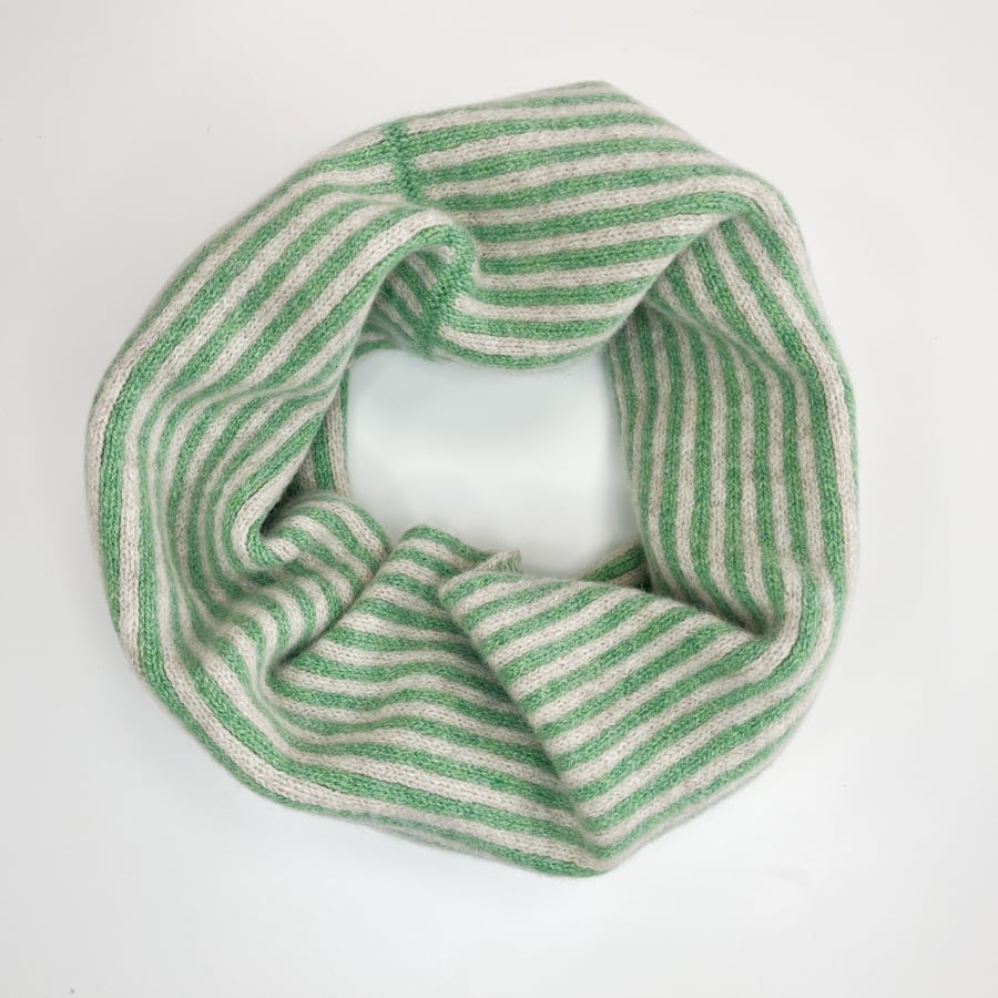 Summer Seconds Stripe snood cowl - springtime green and linen