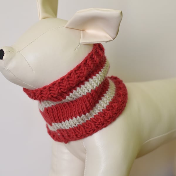 Hand Knitted Merino Wool Dog Snood - Striped neck Warmer for Dogs