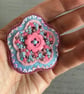 Hand Embroidered Pastel Flower Brooch  - Image 2