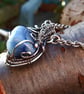 Silver Necklace - Handmade Woven Silver Sodalite Pendant  & Chain  -Viking Style - Image 3