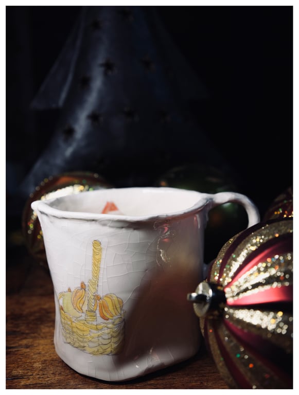 Christmas large Baubles in a basket Jug