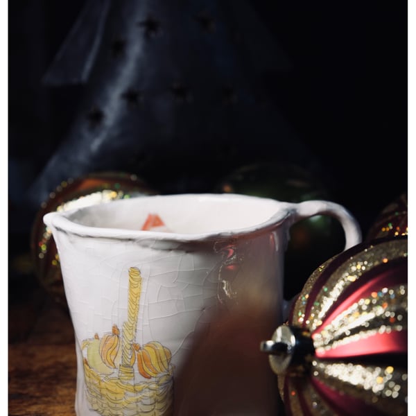 Christmas large Baubles in a basket Jug