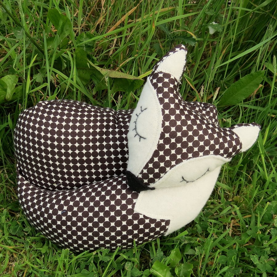 SALE!!!  Spotty fox.  A snoozy fox doorstop.  Fox bookend.