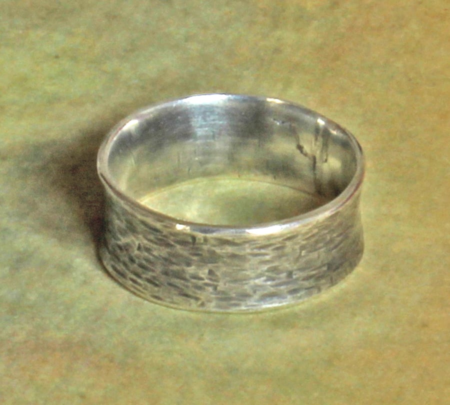 Textured Silver Band Ring