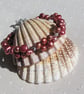 Red Freshwater Pearl Beaded Bracelet "Grape Shimmer" - Image 1