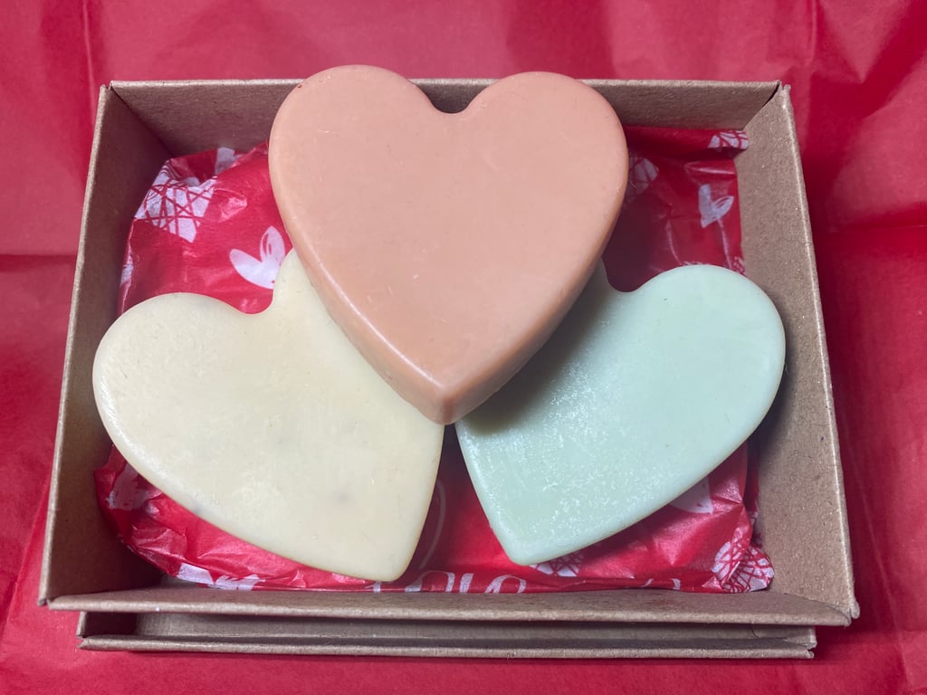 Vegan valentine heart soap gift box