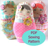 PDF Sewing Pattern - Matryoshka Doll with Flower Embellishments Sewing Pattern
