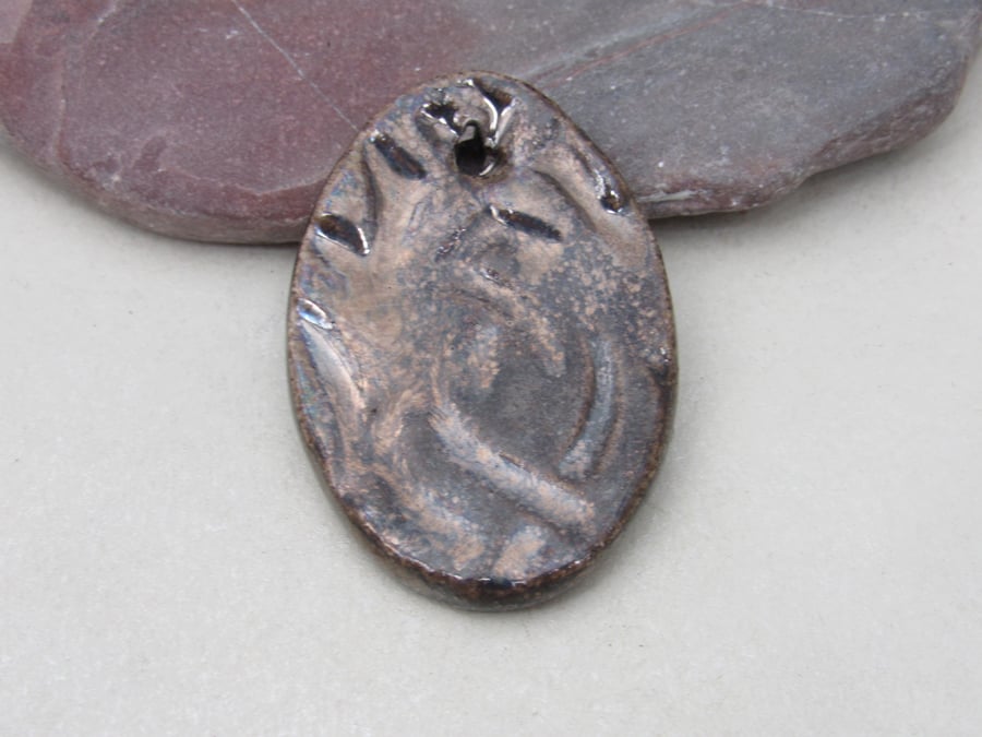 Large Bronze Knotwork Ceramic Pendant