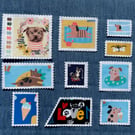Fabric Postage Stamps - Doggies 2