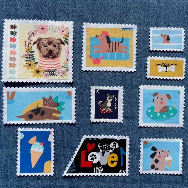 Fabric Postage Stamps - Doggies 2