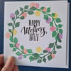 Woodland wreath Mother's Day card handprinted