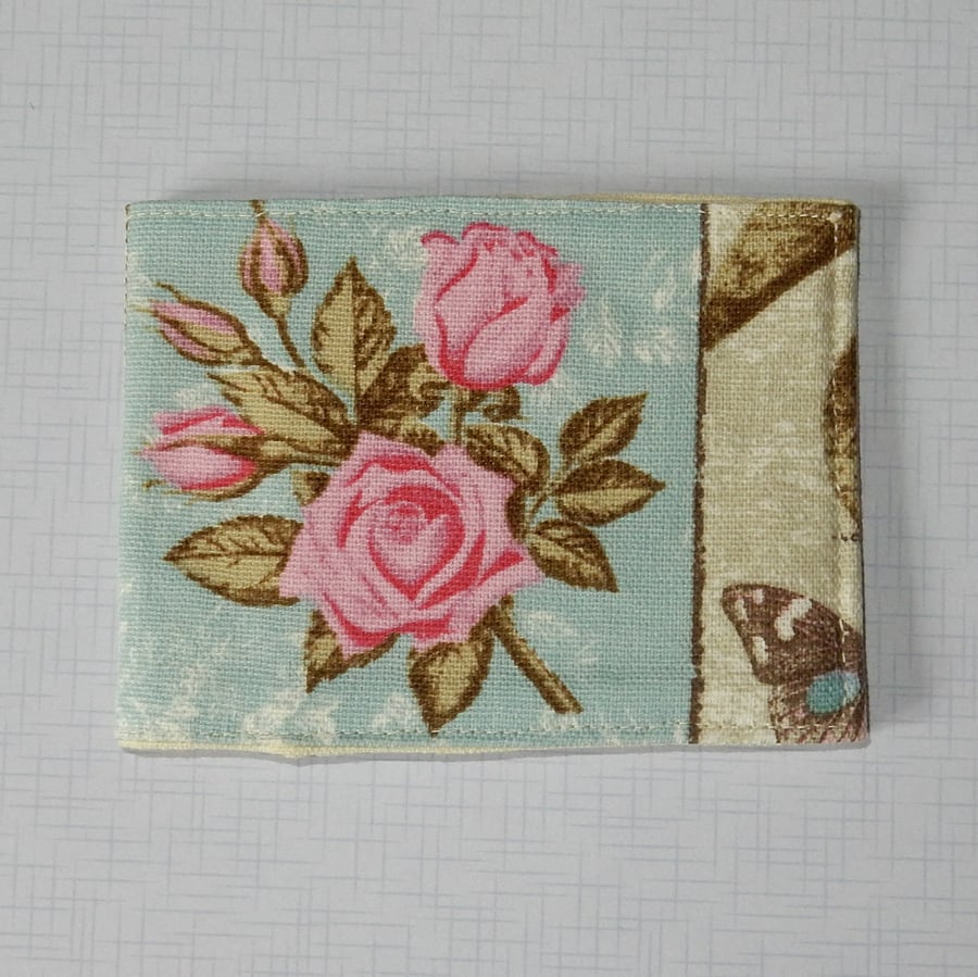 Travel card wallet pretty pink roses