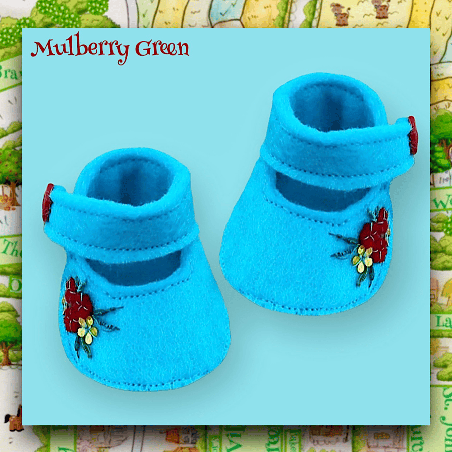 Reserved for Beverly - Embroidered Turquoise Shoes