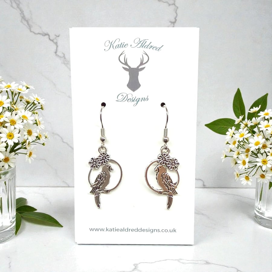 Charm Earrings - Parrot in Hoop