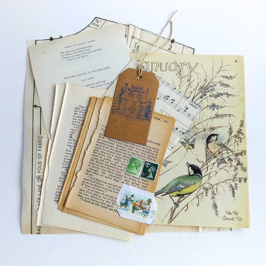 Vintage Winter Ephemera Pack, Journaling, Mixed Media, Collage and Scrapbooking