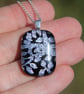 Silver leaves dichroic glass pendant necklace, fused glass necklace F45 - Image 4