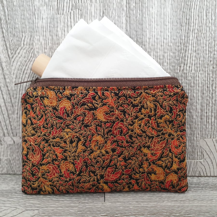 Coin Purse handmade with Red and Gold 100% Cotton Fabric outer