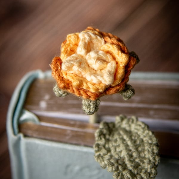 Yellow Rose Crochet Bookmark 