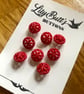 8 Vintage Red Flower Buttons - 20mm - Image 1