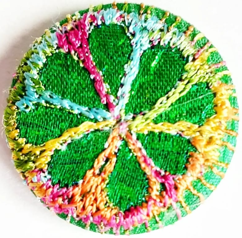 Buttons 1 inch button Hand Dyed Silks and Cottons Free Machine Embroidery Button