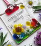 Personalised MIDI Fused Glass Suncatcher (Sunflower Meadow) - Made to Order