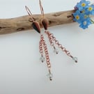 Natural Aquamarine and Rose Gold Pierced Earrings