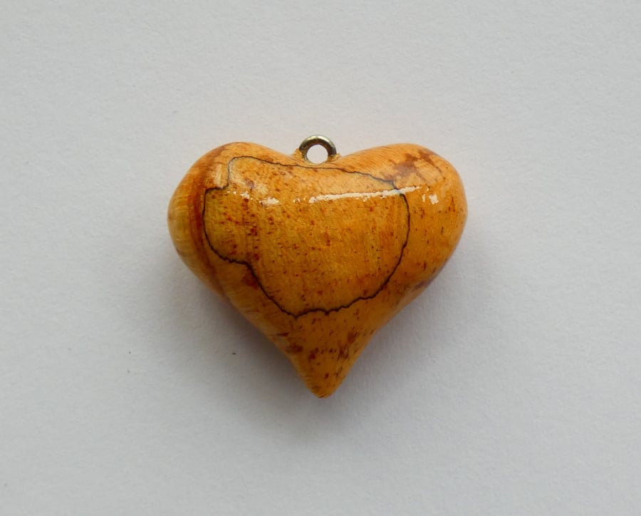 Unique Wooden Spalted Elm Heart Pendant Necklace
