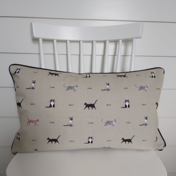 Sophie Allport Cats  Cushion with black piping