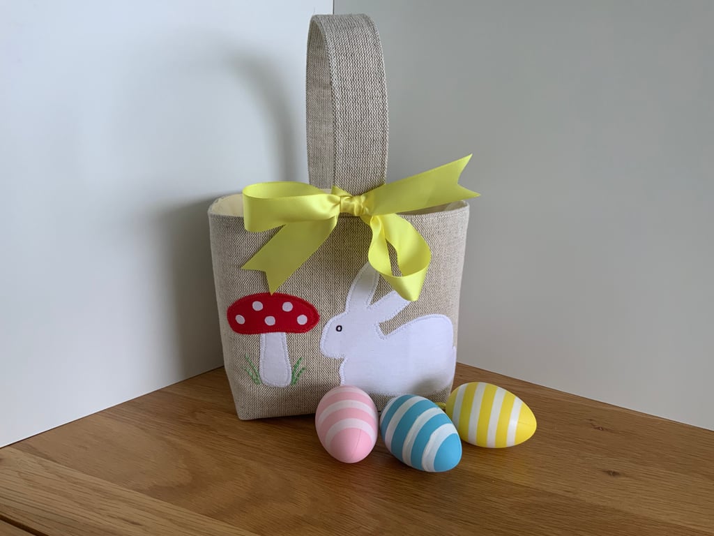 Childrens Easter Basket, Easter Bag, Easter Bunny, Storage Basket, Applique