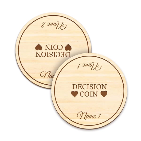 Personalised Wooden Decision Coin Couples Decision Coin Fun Valentine s Day