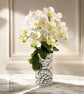 Luxurious White Orchid Arrangement in Silver Mosaic Vase – Elegant Gift Wrapped 