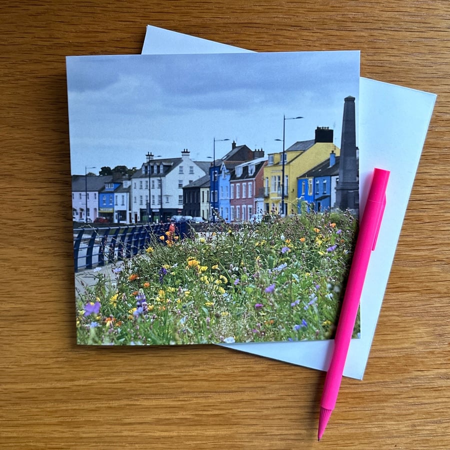 Greetings Card. Donaghadee The Parade. Wildflowers. Photograph. Eco Friendly 150