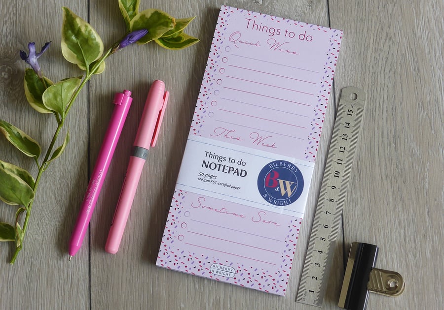 Pink To Do List Notepad – Things To Do Pad with Tear-Off Pages