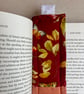 Floral Butterfly Fabric Quilted Bookmark - Red & Orange, Exposed Stitching - Image 7