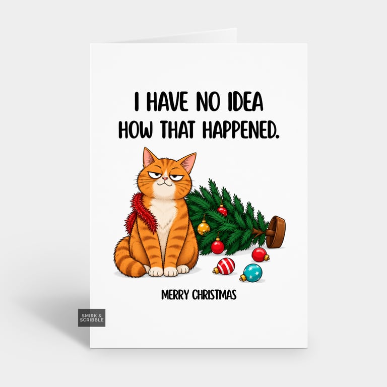 Funny Christmas Card For Him Or Her - Naughty Cat