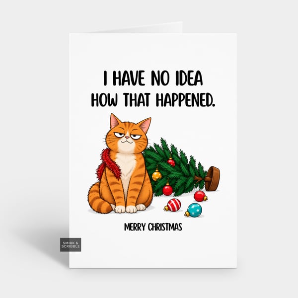 Funny Christmas Card For Him Or Her - Naughty Cat