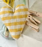 MINI HEART DECORATION - yellow gingham checks, with lavender