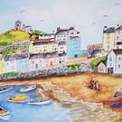 Tenby Harbour. Seaside Art A4 300gsm 