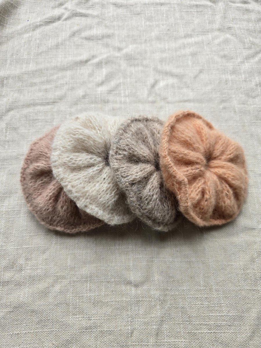 Classic Knit Alpaca Fine Silk Scrunchies Hair Accessories Pink White Beige Orang