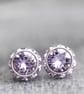 Lavender Crystal Stud Earrings Swarovski Sugar Sparklers Small studs or clip on