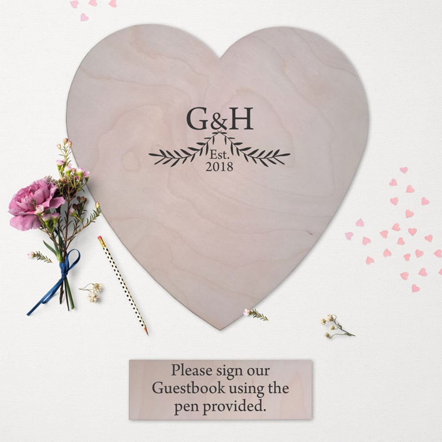 'Leaf' Personalised Wooden Wedding Guestbook - handmade, free UK P&P