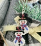 Festive Poinsettia Snowman Earrings, Beadwork Christmas Earrings - Image 3