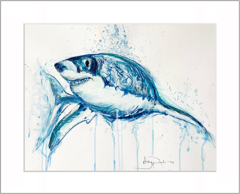 Original abstract painting of a Shark