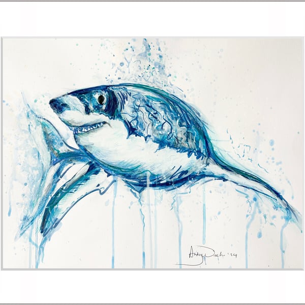 Original abstract painting of a Shark